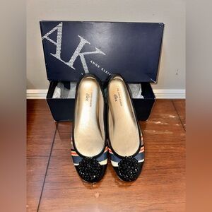 Anne Klein Striped Flats with Beaded Accent